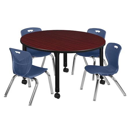 Regency Tables > Height Adjustable > Round Mobile Table & Chair Sets, 48 W, 48 L, 23-34 H, Mahogany TB48RNDMHAPCBK45NV